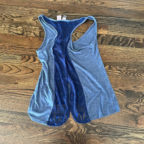 Blue backless tank top, size S - Picture 3 of 4